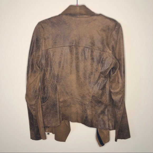 Zara Vegan Suede Leather Moto Brown Jacket XS - Picture 7 of 10